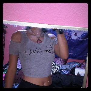 Boho Grey off shoulder crop top summer